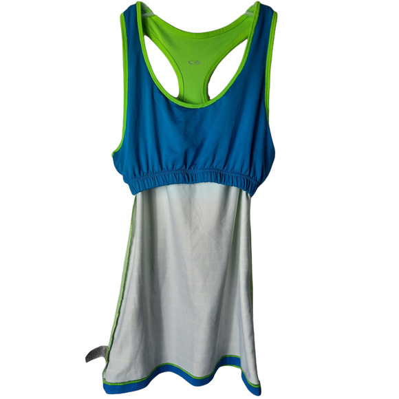 Champion Racerback Workout green blue tank top with shelf bra - Picture 5 of 8